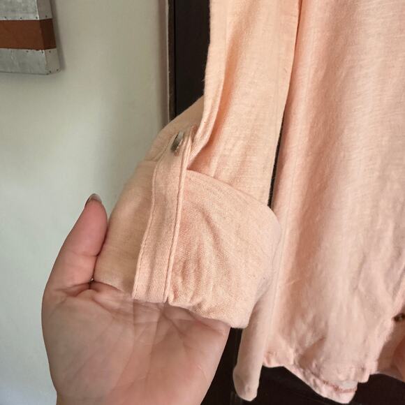 CARHARTT | Women's Jersey PInk Button Down Shirt with Roll up Sleeves | Sz Large - Picture 3 of 5